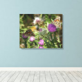 Vlinders op bloemen foto enkele print (Insitu (Houten vloer))