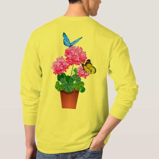 Vlinders op bloemen T-shirt (Achterkant)