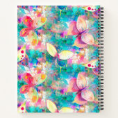 vlinders op bloemveldaqua turquoise notitieboek (Achterkant)
