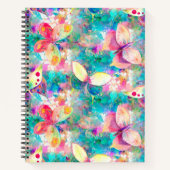 vlinders op bloemveldaqua turquoise notitieboek (Voorkant)