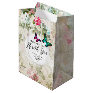 Vlinders op een armoedige  collage bruiloft medium cadeauzakje
