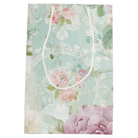 Vlinders op een armoedige  collage bruiloft medium cadeauzakje (Achterkant)