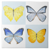 Vlinders op een keramische Tegel ( 4 ) Tegeltje (Voorkant)