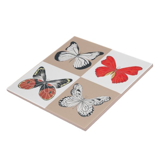 Vlinders op een keramische Tegel ( 5 ) Tegeltje (Zijkant)