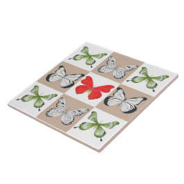 Vlinders op een keramische Tegel (C) Tegeltje