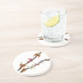 Vlinders op een tak zandsteen onderzetter (Zijkant)