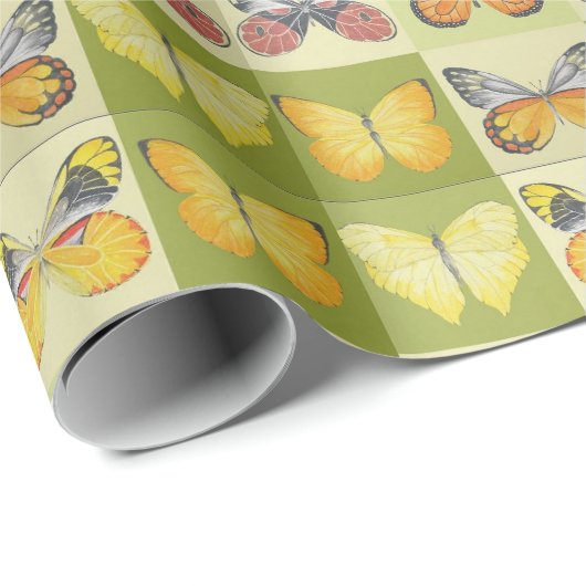Vlinders op een Wrapping Paper Roll Cadeaupapier (Rol Hoek)