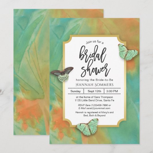 Vlinders op het Southwest Colours Vrijgezellenfees Kaart (Voorkant / Achterkant)