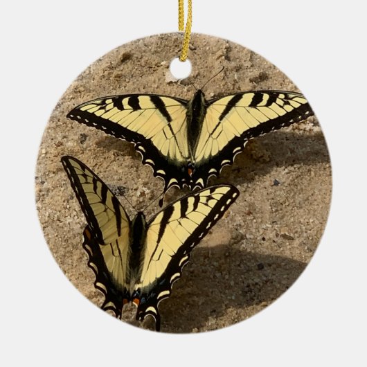 Vlinders op het strand keramisch ornament (Voorkant)