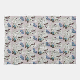 Vlinders op lavendel theedoek