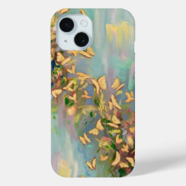 Vlinders op lichtblauwe achtergrond iPhone 15 case