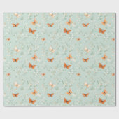 Vlinders op Mint Green Cadeaupapier (Vlak)