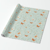 Vlinders op Mint Green Cadeaupapier (Uitgerold)