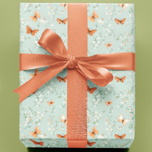 Vlinders op Mint Green Cadeaupapier