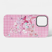 Vlinders Op Roze Gingham iPhone Hoesje (Achterkant horizontaal)