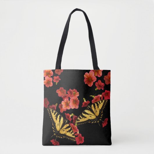 Vlinders op Tuin Bloemen Bloemen Bloemen Bloemen C Tote Bag (Voorkant)