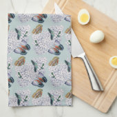 Vlinders op zacht blauwgroen theedoek (Quarter Fold)