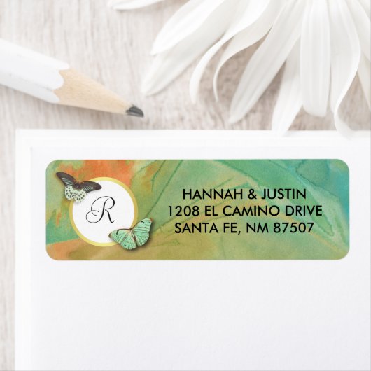 Vlinders op Zuidwest Kleuren met Monogram Etiket (Insitu)