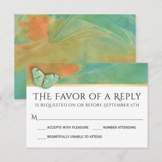 Vlinders op Zuidwest Kleuren Trouwen RSVP (Voorkant / Achterkant)