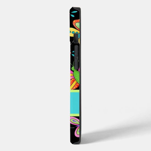 Vlinders op zwarte Whimsy naam gepersonaliseerd Case-Mate iPhone Case (Achterkant / Links)