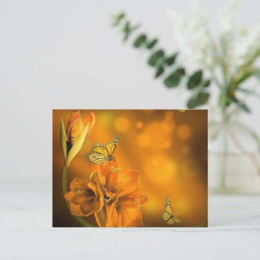 vlinders oranje briefkaart (Staand voorkant)