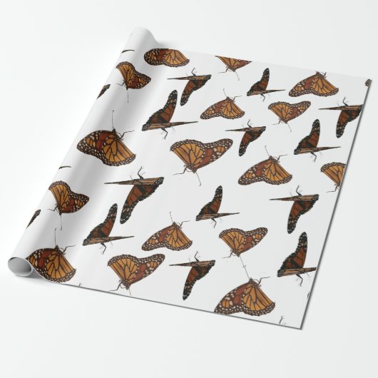 vlinders oranje cadeaupapier (Uitgerold)