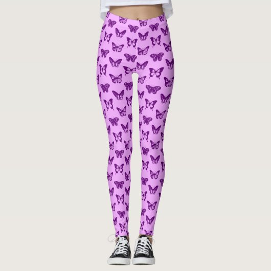  Vlinders, orchidee & amethist paarse Leggings (Voorkant)