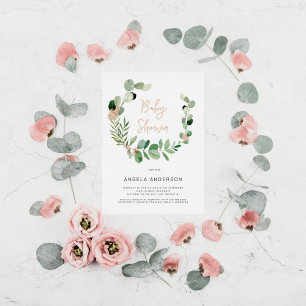 Vlinders Overal Baby Shower Roze Goud Folie Uitnodiging
