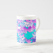 Vlinders, paars en turquoise porselein kop (Voorkant rechts)