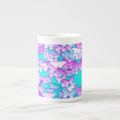 Vlinders, paars en turquoise porselein kop (Voorkant)