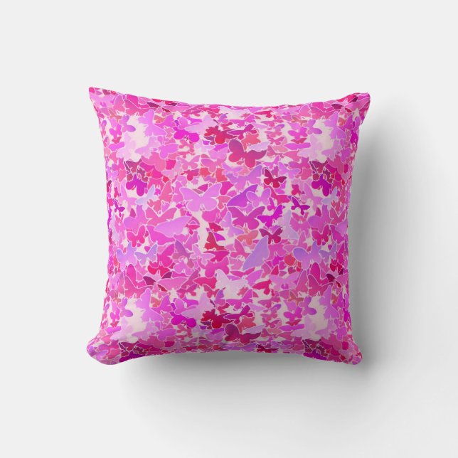 Vlinders, paars, lavendel, roze kussen (Voorkant)