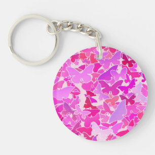 Vlinders, paars, lavendel, roze sleutelhanger