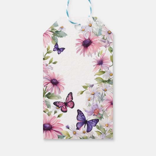 Vlinders paarse bruidsfeest cadeautje cadeaulabel (Achterkant)