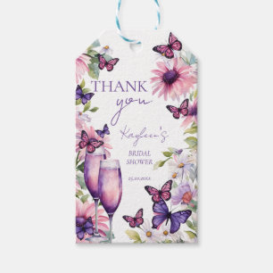 Vlinders paarse bruiloft favor  cadeaulabel
