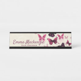 Vlinders Paarse bureaunaam Bord Stationsteken Bureau Naambordje