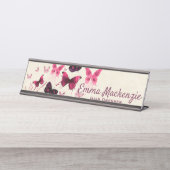 Vlinders Paarse bureaunaam Bord Stationsteken Bureau Naambordje (Voorkant)