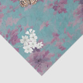Vlinders, Paarse en witte op Blue Decoupage Tissuepapier (Detail)