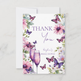 Vlinders paarse vrijgezellenfeest bedankkaart