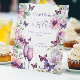 Vlinders paarse vrijgezellenfeest geschenken reclamebord met voetstuk