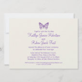 Vlinders paarse witte crème bruiloft uitnodiging (Achterkant)