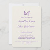 Vlinders paarse witte crème bruiloft uitnodigingen (Achterkant)