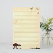 Vlinders & paddenstoel bekleed oud papier briefpap (Staand voorkant)