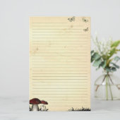 Vlinders & paddenstoel bekleed oud papier briefpap (Staand voorkant)