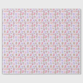 Vlinders & Paddenstoelen op Bleke Paarse Cadeaupapier (Vlak)