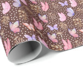 Vlinders & Paddenstoelen op Bruin Cadeaupapier (Rol Hoek)