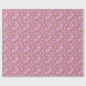 Vlinders & Paddenstoelen op Paars Roze Cadeaupapier (Vlak)