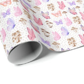 Vlinders & Paddenstoelen op wit Cadeaupapier (Rol Hoek)