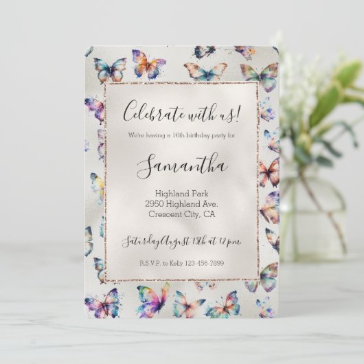  vlinders parel kaart (Staand voorkant)