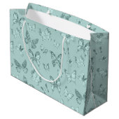 Vlinders Pastel Mintgroene Glitter Luxe Groot Cadeauzakje (Achterkant Gekanteld)