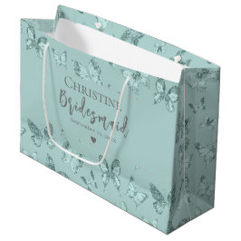 Vlinders Pastel Mintgroene Glitter Luxe Groot Cadeauzakje